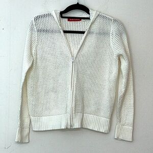 🌞 Uniform white fishnets zip up hoodie unisex M